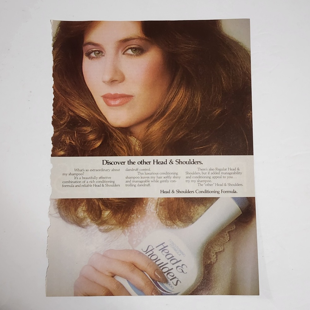 Vintage Print Ad Head & Shoulders pretty model clipping 1983 8x10.5